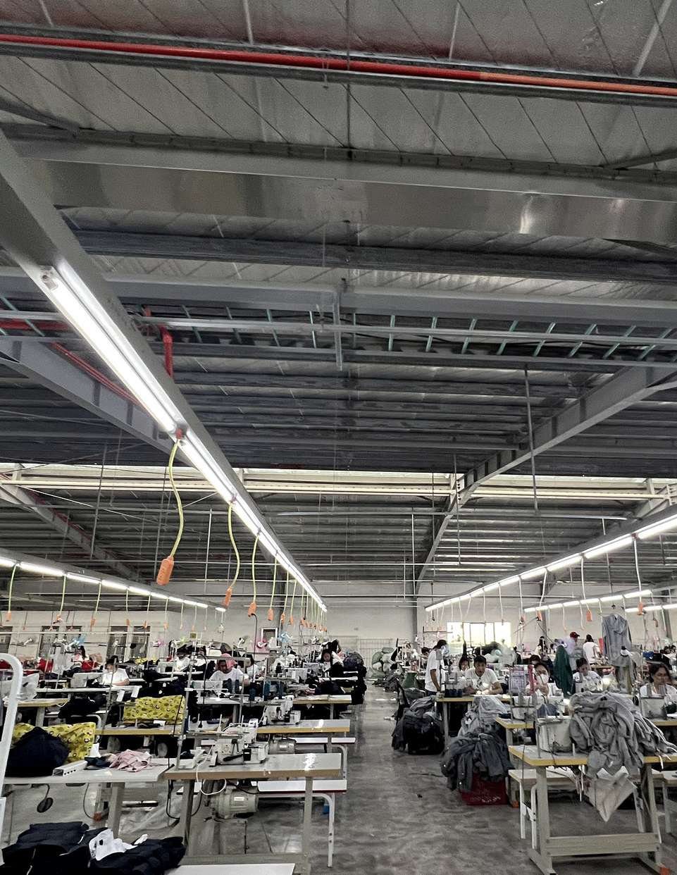 Full sewing line on the production floor